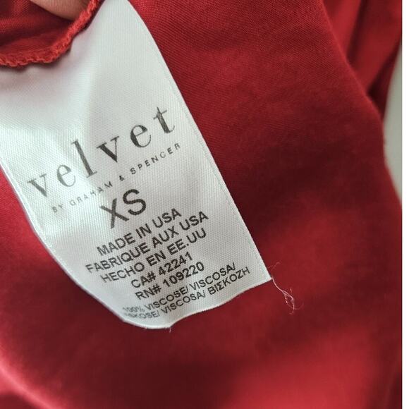 VELVET By Graham & Spencer Red Viscose Mini Dress Marsh Xs $248 - Picture 5 of 5